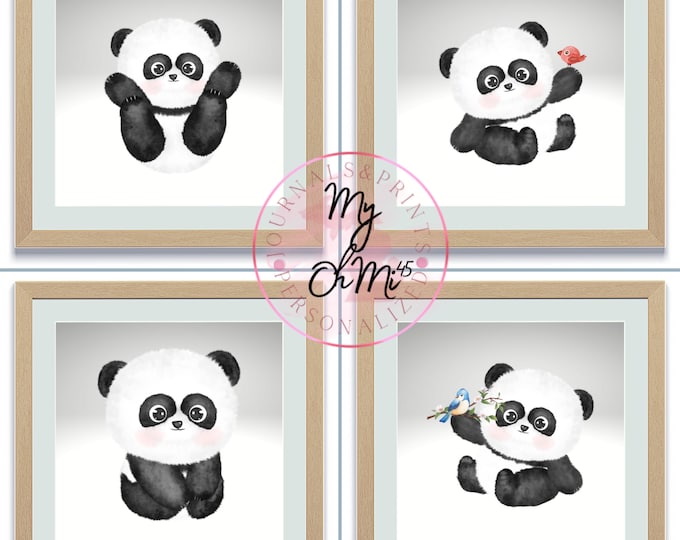 Baby Panda Bear Digital Art, Instant Art, Cute Baby Panda Bear, DIY Art for Child's Room