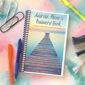Beachy Style Address and Password Book,  8.5&quot; x 5.5&quot; size, Beach theme