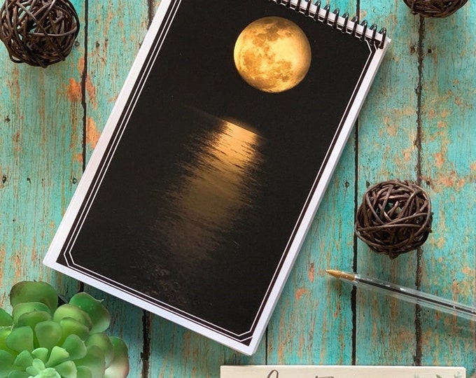 Notebook - Moon on Water- Spiral Binding- All Occasions- Writing Journal- Moon Notebook