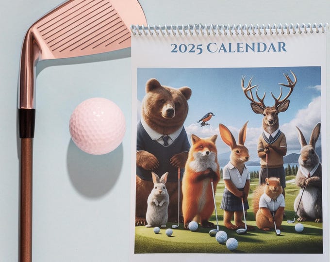 2025 Wall Calendar, Par-Tee Animals: A Year of Golfing Fun, 11x17 Calendar, Fun Animals Playing Golf, Jan 2025 - Feb 2026