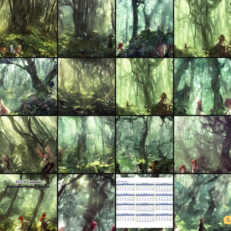 2024-fairies-wall-calendar-forest-fairies-11x17-calendar-etsy
