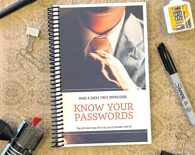Modern Men's Password Keeper- Password Book for Him, 5.5"x8.5" size