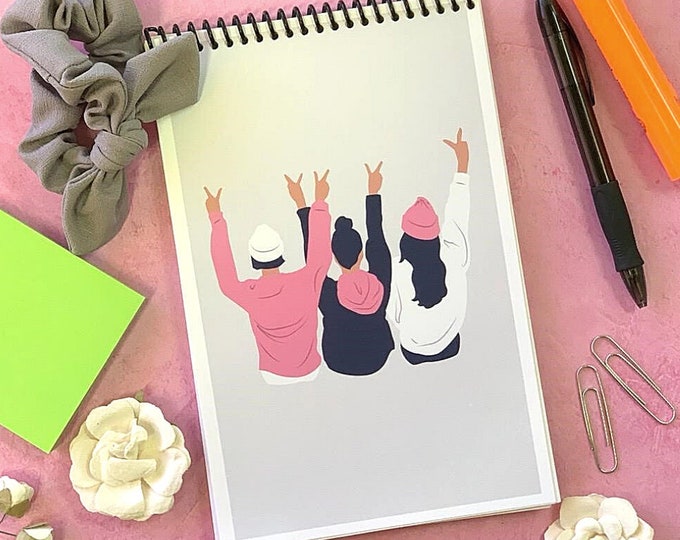 Cute Girly Sketchbook- Sketchbook for her- Sketchbook for Young Adult- Girl's Drawing Pad- Art Class Sketchbook- Girl Power- Sketches