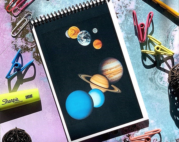Solar System Notebook - Lined Notebook - Blank Journal-  Outer Space - Planets