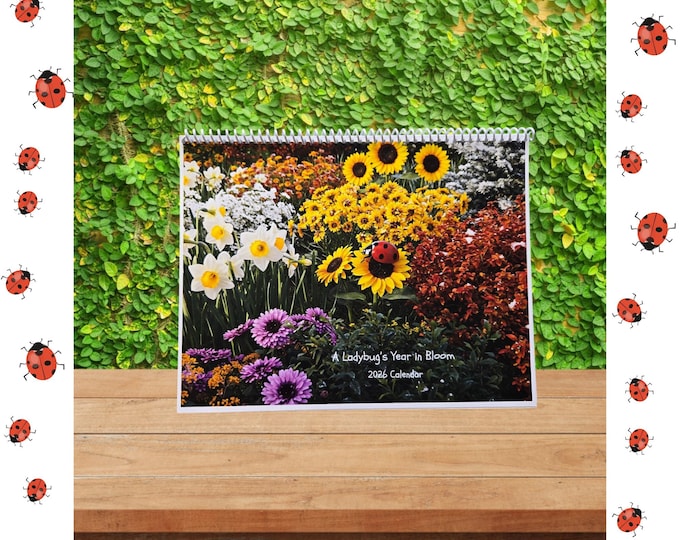 2026 A Ladybug's Year in Bloom Calendar, Wall Calendar, Landscape Calendar, Colorful Calendar, Ladybug Lovers Calendar