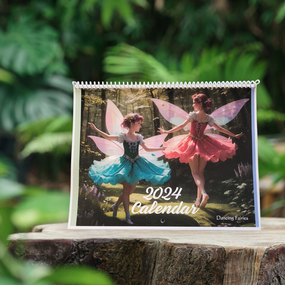 2024 Dancing Fairies Wall Calendar, Brightly Colored Fairies 11x17