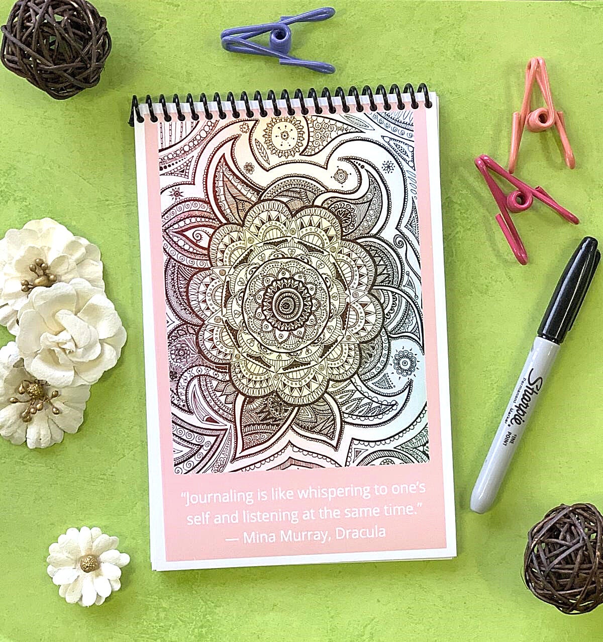 Girly Mandala Journal Pink Boho Pretty Journal Writer's Etsy UK