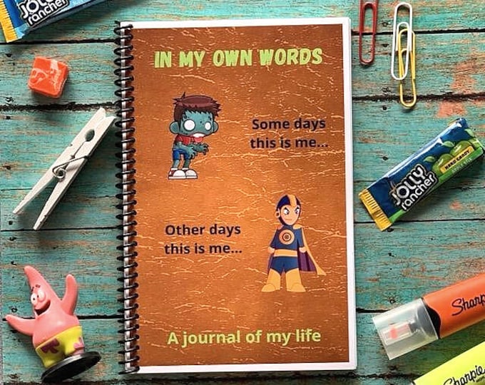 Superhero Journal- Journal for Boys- Gratitude Journal For Boys- Personalized Writing Journal- Kids journal- Zombie Journal- boy Zombie gift