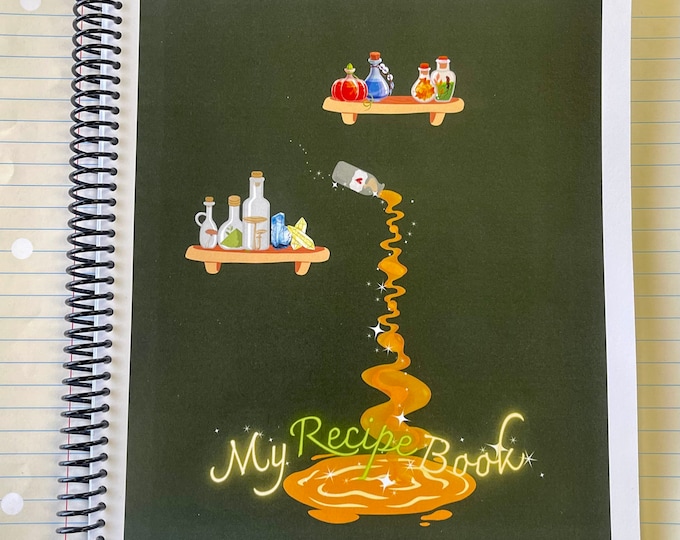 Adorable Witchy Style "My Recipe Book," Blank Recipe Journal, Custom Recipe Book