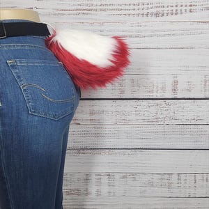 White and Red Rabbit Bunny Goat Nub Tail