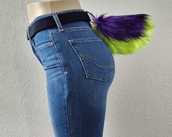 Purple Black and Lime Green Rabbit Bunny Goat Nub Tail