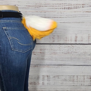 White and Yellow Rabbit Bunny Goat Nub Tail