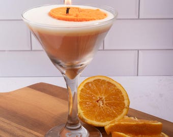 Creamsicle Kerze, Maximalist Dekor, Bar Warenkorb Dekor, Martini Kerze, Quirky Geschenke, Wohnung Dekor, Sojawachs, 30