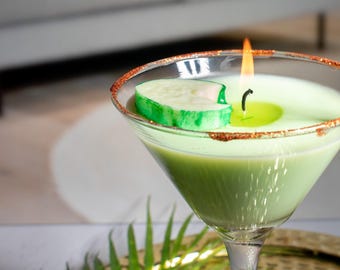 Gurke Martini Kerze, Kerze, Gurkenmelone Duftkerze, Sojakerze, Geburtstagskerze, Geschenk für Schwägerin, Kerzenliebhaber, Alkoholkerze