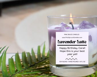 Lavendel Latte Kerze, Lavendelkerze, Geschenkkorb für Lehrer, personalisierte Kerze, Trinkkerzen, Geschenke für Mitarbeiter, Schwägerin