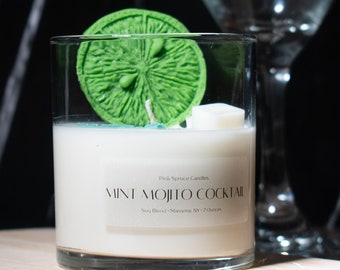 Mint Mojito Kerze, Geschenkkerze, Sojawachs Kerze, Cocktailkerze, Cocktail Geschenk, Schwiegertochter Geschenk, Bar Cart Decor, 21