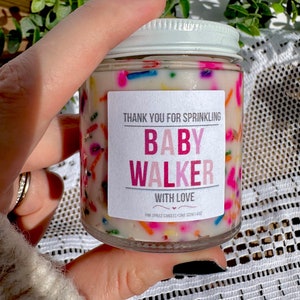 Pink Theme Baby Shower Candle Favor, baby shower prize, personalized candle for girl, baby sprinkle favors, 4 ounce or 8 ounce sprinkle