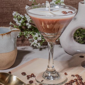 Espresso Martini Kerze, Gastgeberin Geschenk, Geschenk für Tochter, Kaffee Duftkerze, Einweihungsparty Geschenk, Cocktailkerzen, Muttertagsgeschenk