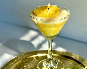 Lemon Drop Martini Candle, Limoncello Martini, Einweihungsgeschenk, Geburtstagsgeschenk, Realistische Trinkkerze, Cocktailkerze, Bar Decor