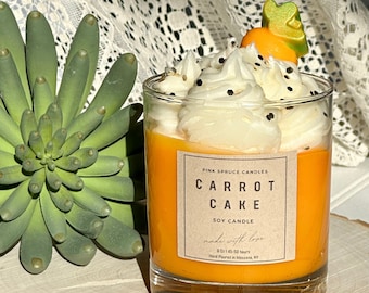 Carrot Cake Candle, Dessert Candle, Handpoured Soy Wax, 9 Oz, Easter Basket Item, Sweet Candles, Whipped Cream Candle, Easter Decor