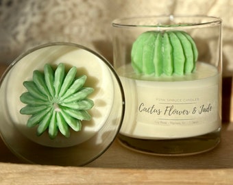 Candela per piante 3D, Candela da giardino di cactus, Candela di miscela di soia succulenta, Regalo per fiorista, Regalo per la festa della mamma, Fiore di cactus e Giada, candela da terrario