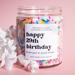 Joyeux 29e anniversaire de la part de votre ami de 110 lb, bougie du 30e anniversaire, cadeau sale trente, trentième anniversaire, cadeau d&#39;anniversaire de soeur, bougie d&#39;anniversaire