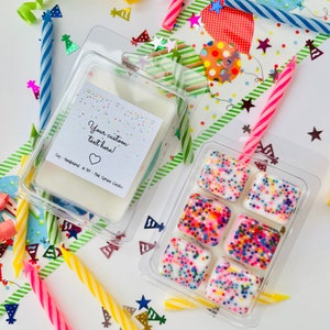 Birthday cake wax melt, hand poured soy, birthday gift for her, personalized birthday wax melt, sprinkle candle, present for friend,vegan