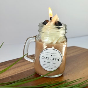 Coffee candle with whip cream, Cappuccino Candle, Coffee Scented, Espresso Candle, Soy Wax, Coffee Bar Decor, Housewarming Gift