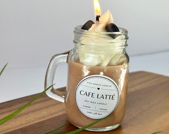 Coffee candle with whip cream, Cappuccino Candle, Coffee Scented, Espresso Candle, Soy Wax, Coffee Bar Decor, Housewarming Gift