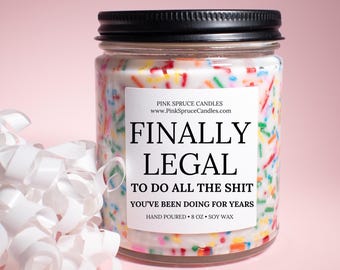 21st Birthday Candle, 18th Birthday Candle, Finally Legal, Eighteenth Birthday Gift, Twenty First Birthday, RIP Fake ID, funny 21st birthday