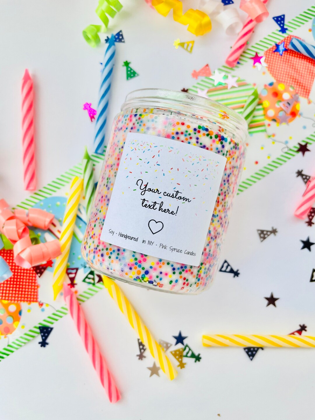 Custom Birthday Candle Sprinkle Candle 8 Ounce Soy Candle Etsy