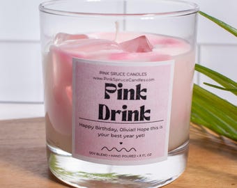 Erdbeer-Latte-Kerze, Erdbeer-Shortcake, Erdbeer-Gel-Kerze, rosa Getränk, Werbegeschenk, Gönnen Sie sich, Geburtstagskerze, Kerze, Kerze
