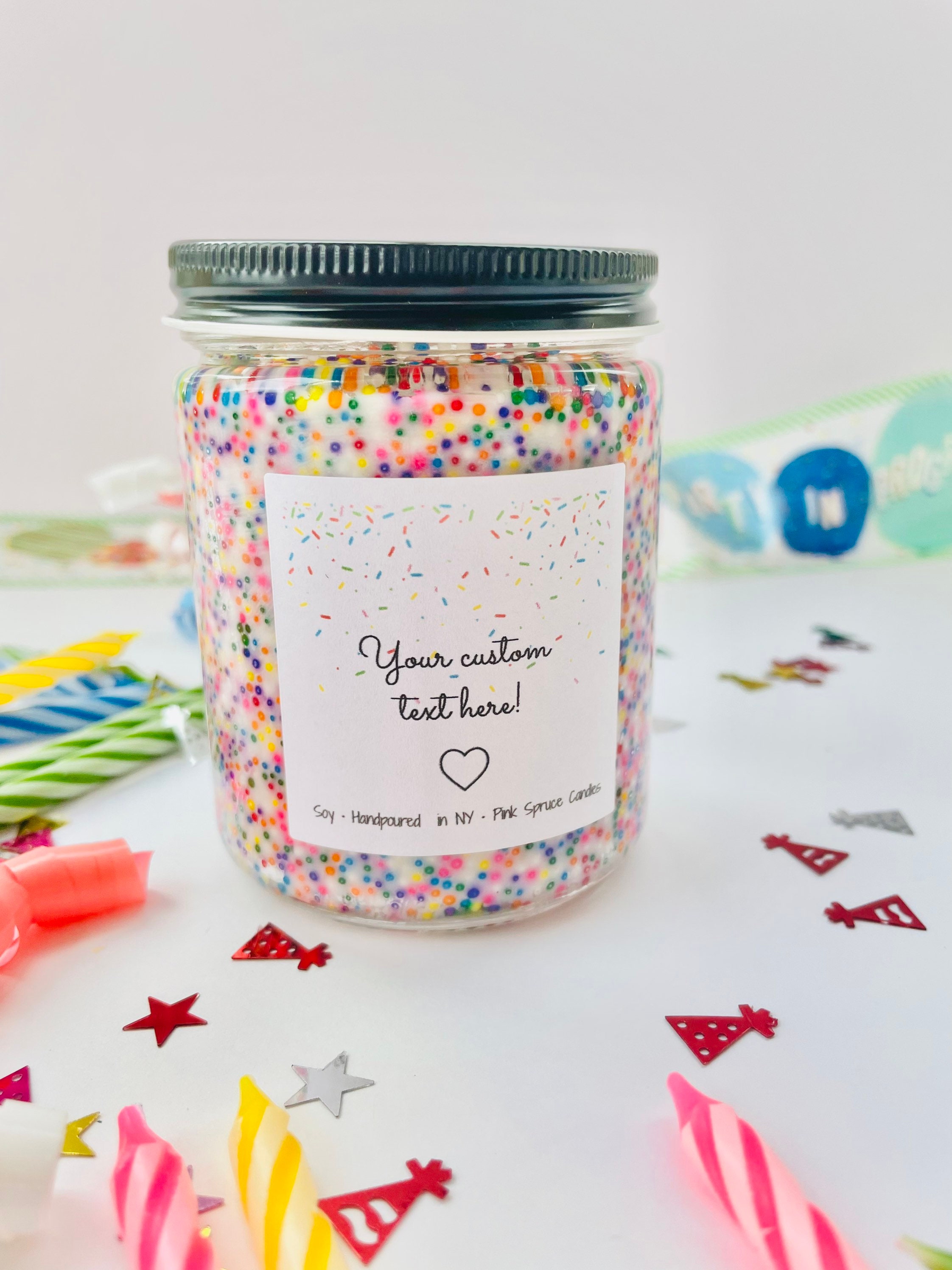 Custom Birthday Candle Sprinkle Candle 8 Ounce Soy Candle Etsy
