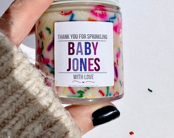 Baby shower for girl favors, baby sprinkle candle, baby shower prize, second baby celebration, personalized baby shower favor