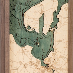 Wismar und Poel als 3D Holz Wandkarte. 30.5 cm x 40.5 cm