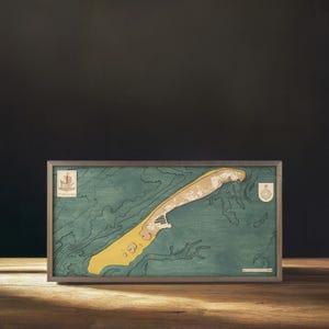 VLIELAND - 3D Wandkarte aus Naturholz in Handarbeit gefertigt. 81 x 40.5 cm.