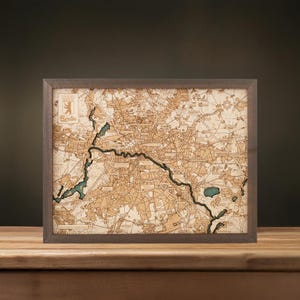 Mapa 3D de parede em madeira de Berlim - 40,5 x 30,5 cm.