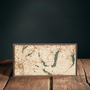 SALZKAMMERGUT 3D Wandkarte aus Naturholz in Handarbeit gefertigt. 81 x 40.5 cm.