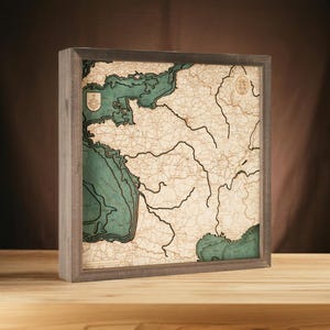 FRANKRIJK - 3D houten wandkaart 35,0 x 35,0 cm - Handgemaakt van natuurlijk hout.