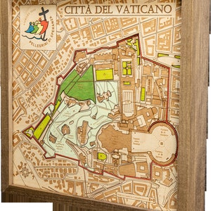 GIUBILEO 2025 Citta Del Vaticano Wooden Wall Map Official License of