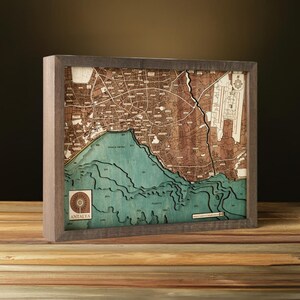 ANTALYA - 3D muurschildering met de hand gemaakt van natuurlijk hout. 40,5 x 30,5 cm