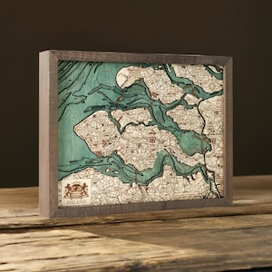 ZEELAND - 3D Wandkarte aus Naturholz in Handarbeit gefertigt. 40.5 x 30.5 cm.