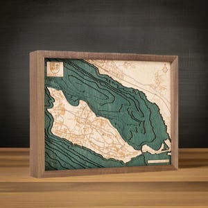 Reichenau im Bodensee als 3D Holz Wandkarte. 40.5 x 30.5 cm.