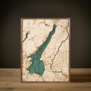 Lago di Garda 81 x 61 cm, mappa murale 3D unica in legno, assemblata a mano,