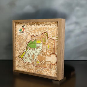 GIUBILEO 2025 - Citta del Vaticano - Holzwandkarte - offizielle Logo Lizenz des Vatikan 35.0 x 35.0 cm