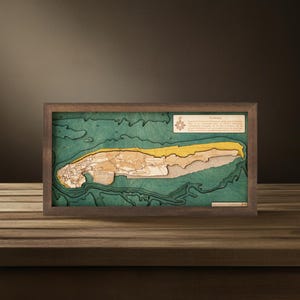Norderney 20 x 40,5 cm, einzigartige 3D-Wandkarte aus Holz, in Handarbeit zusammengesetzt,