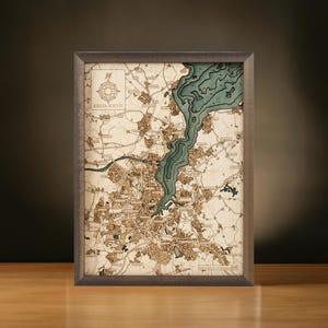 Kieler Bucht 40,5 x 30,5 cm, einzigartige 3D-Wandkarte aus Holz, in Handarbeit zusammengesetzt,