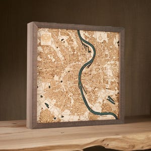 KÖLN - 3D Holz Wandkarte 35.0 x 35.0 cm.
