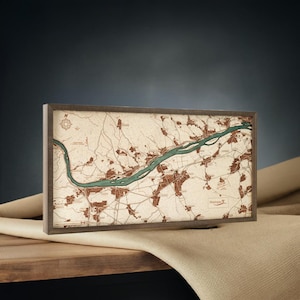 RHEINGAU - 3D wall map made of natural wood, handcrafted. 81 x 40.5 cm.
