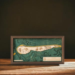Ameland 20 x 40,5 cm, carte murale unique en 3D en bois. 40,5 x 20 cm